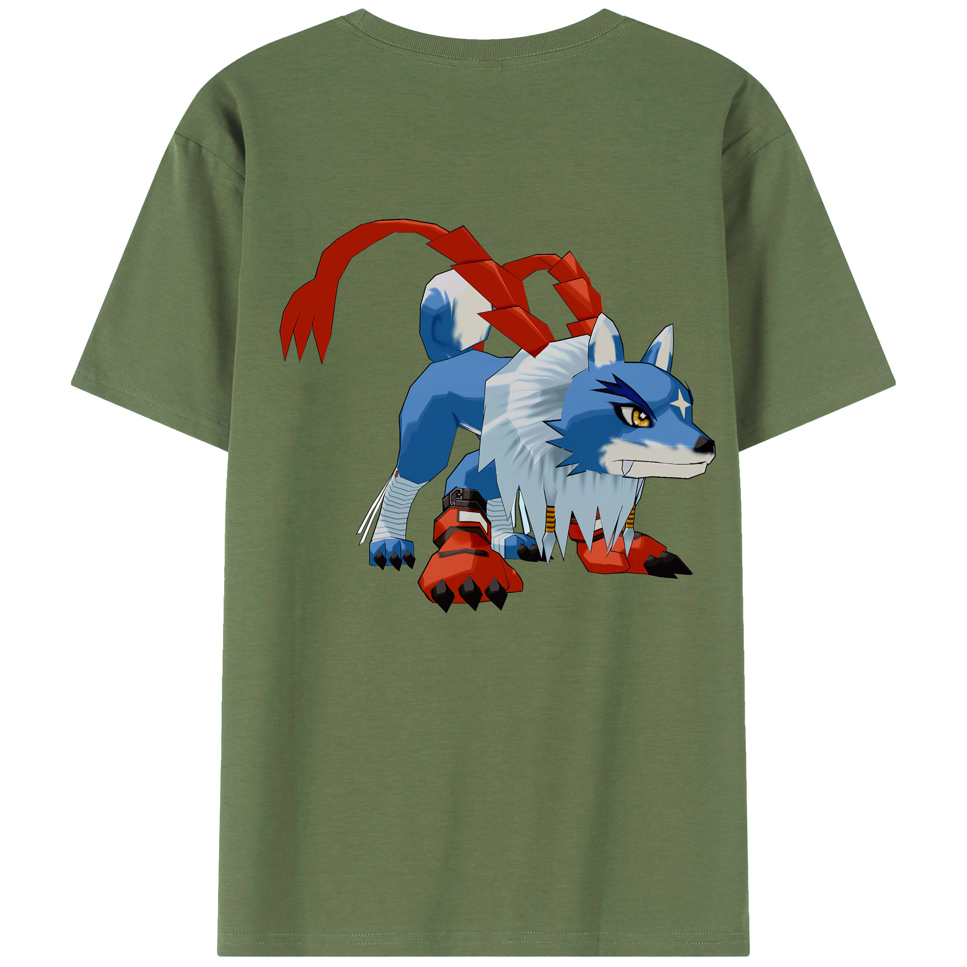 （画像用） Digimon デジタルモンスター/デジモン 綿100％ メンズ半袖Tシャツ（バックプリント） 通気性